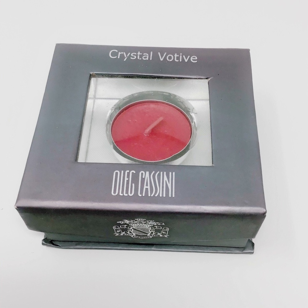 NWB Oleg Cassini Crystal Votive with Candle